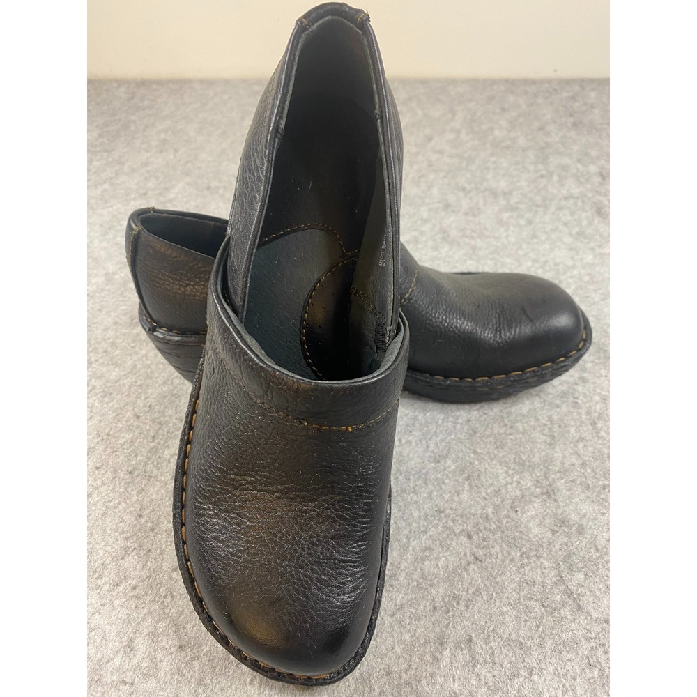 Born Toby Black Pebbled Leather Clogs Wedge Slip On Shoes Size‎ 7